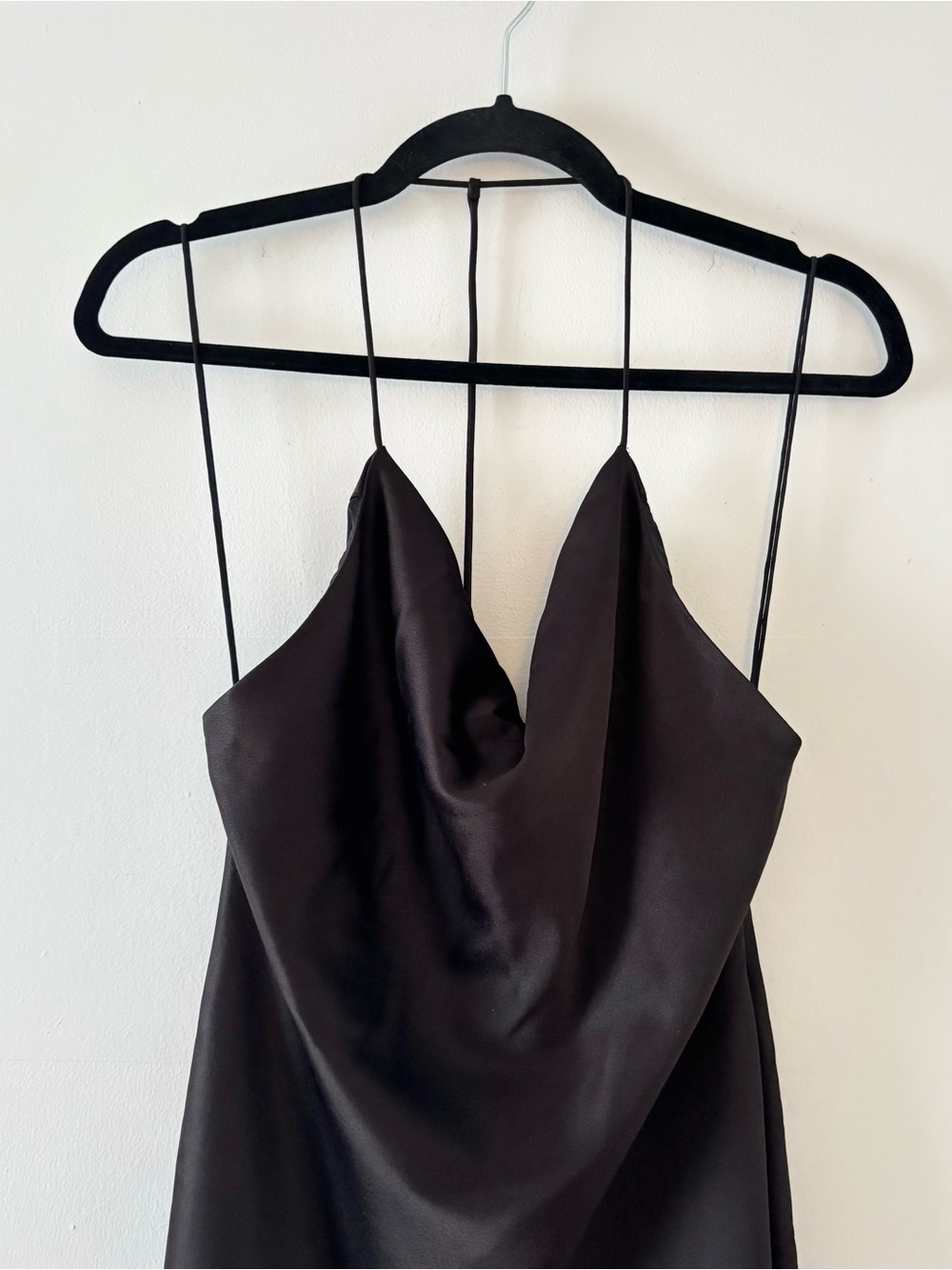 Alice + Olivia Harmony Mini Slip Dress Cowl Neck Sleeveless Lined Formal Black - Picture 4 of 8